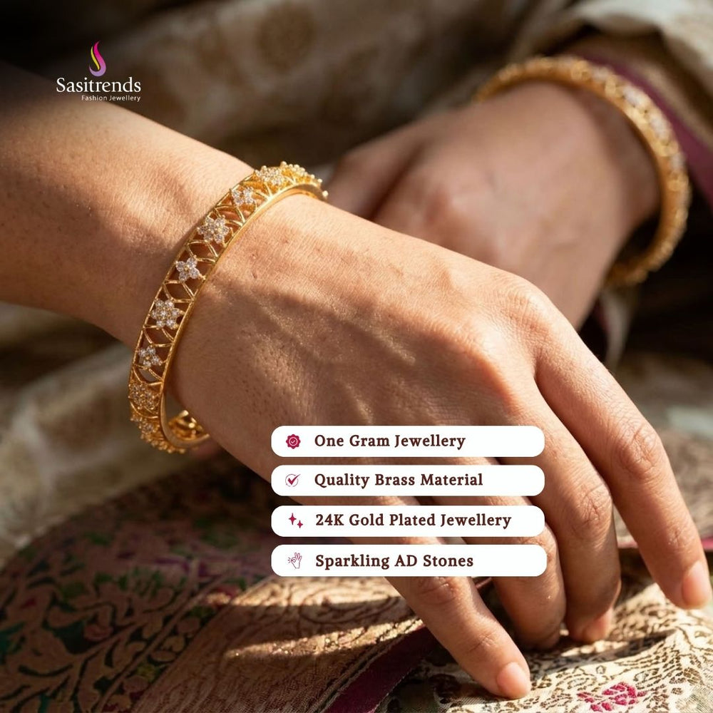 Guaranteed 24k micro gold plated american diamond bangles - Sasitrends