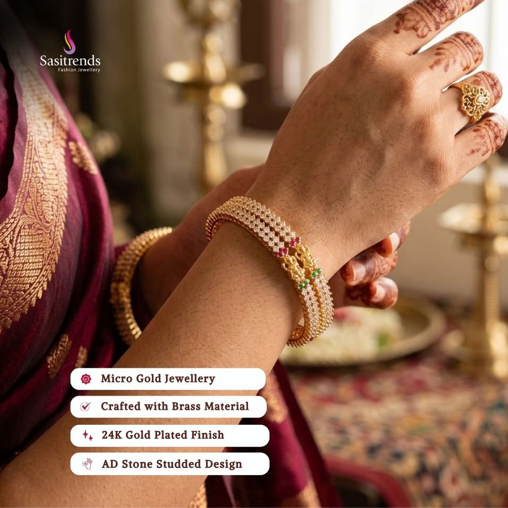 Guaranteed 24k micro gold plated american diamond bangles - Sasitrends