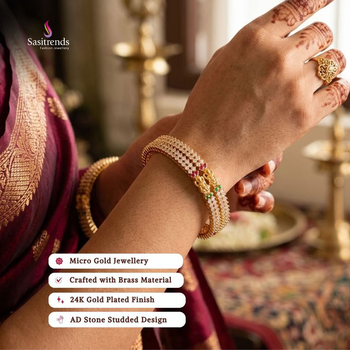 Guaranteed 24k micro gold plated american diamond bangles - Sasitrends