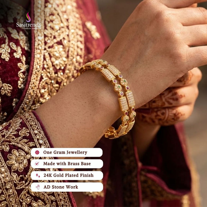 Guaranteed 24k micro gold plated american diamond bangles - Sasitrends