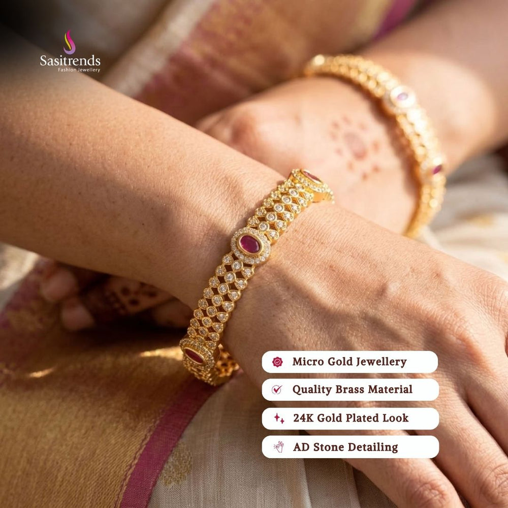 Guaranteed 24k micro gold plated american diamond bangles - Sasitrends