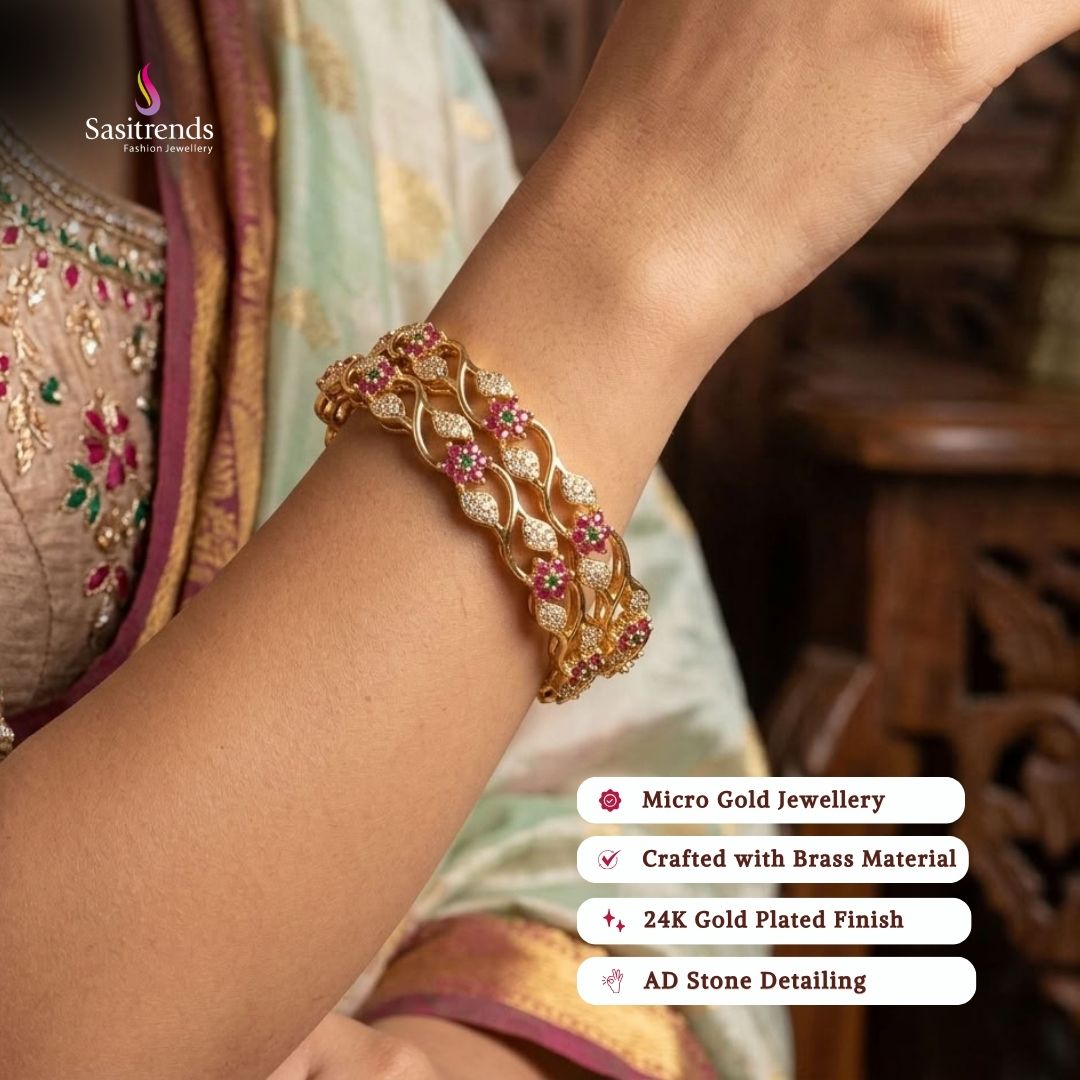 Guaranteed 24k micro gold plated american diamond bangles - Sasitrends
