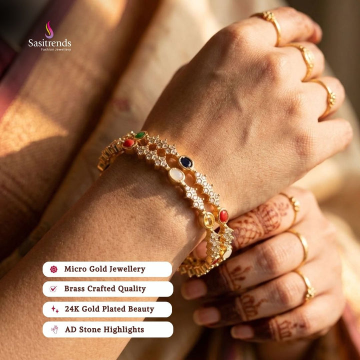 Guaranteed 24k micro gold plated american diamond bangles - Sasitrends