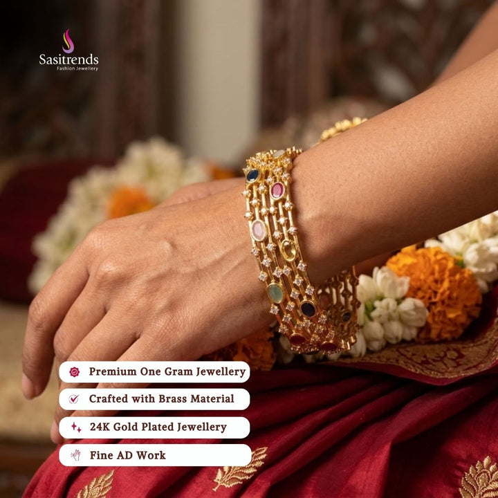 Guaranteed 24k micro gold plated american diamond bangles - Sasitrends