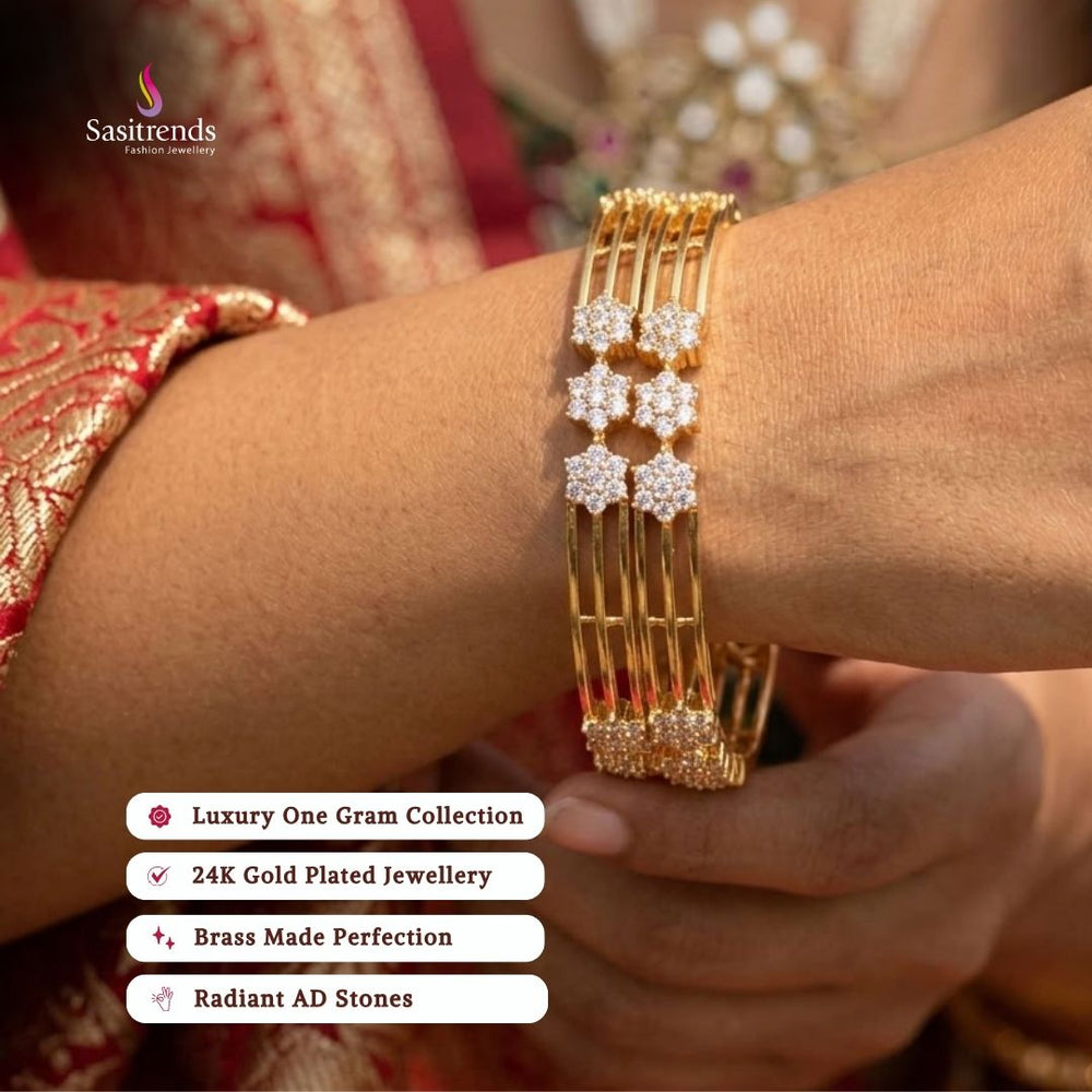 Guaranteed 24k micro gold plated american diamond bangles - Sasitrends