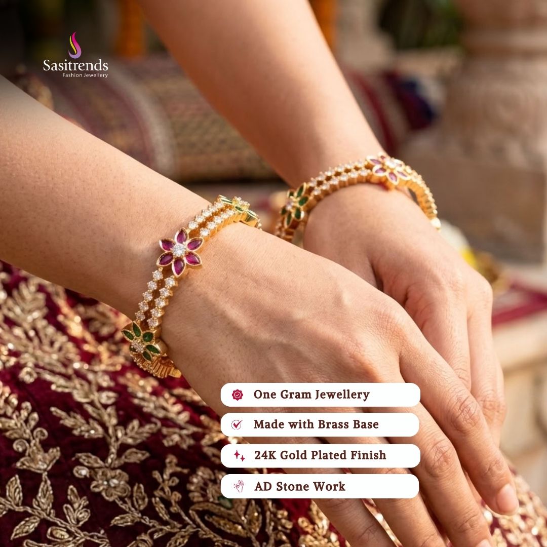 Guaranteed 24k micro gold plated american diamond bangles - Sasitrends