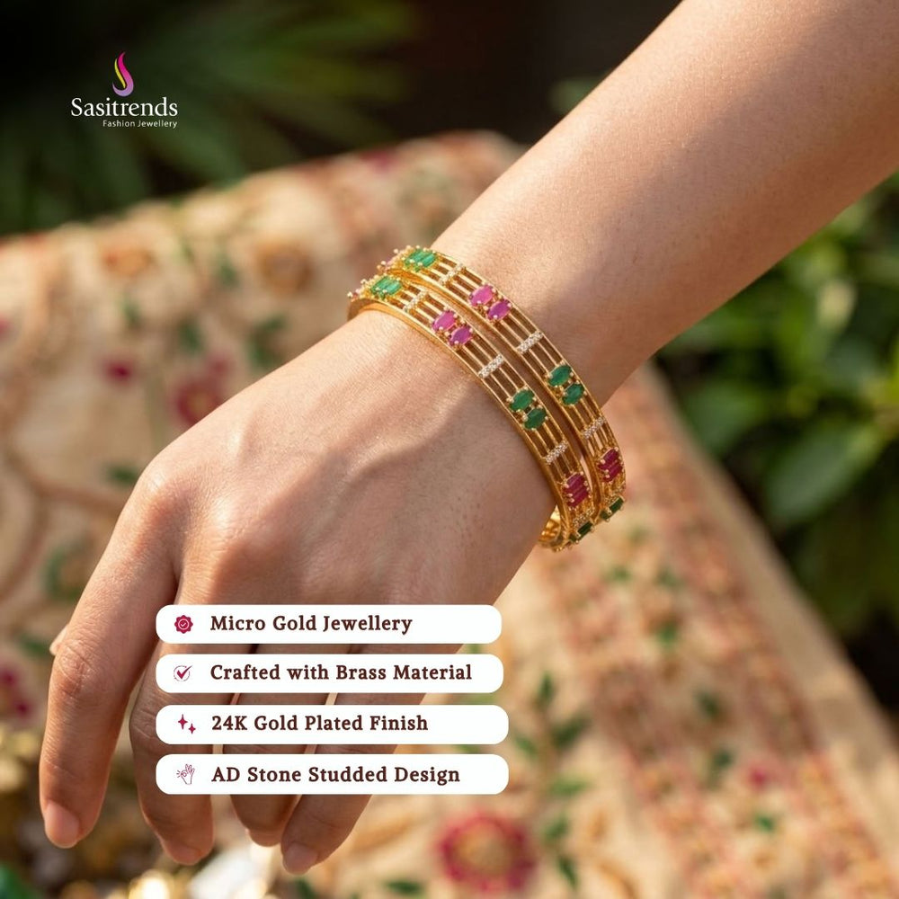 Guaranteed 24k micro gold plated american diamond bangles - Sasitrends