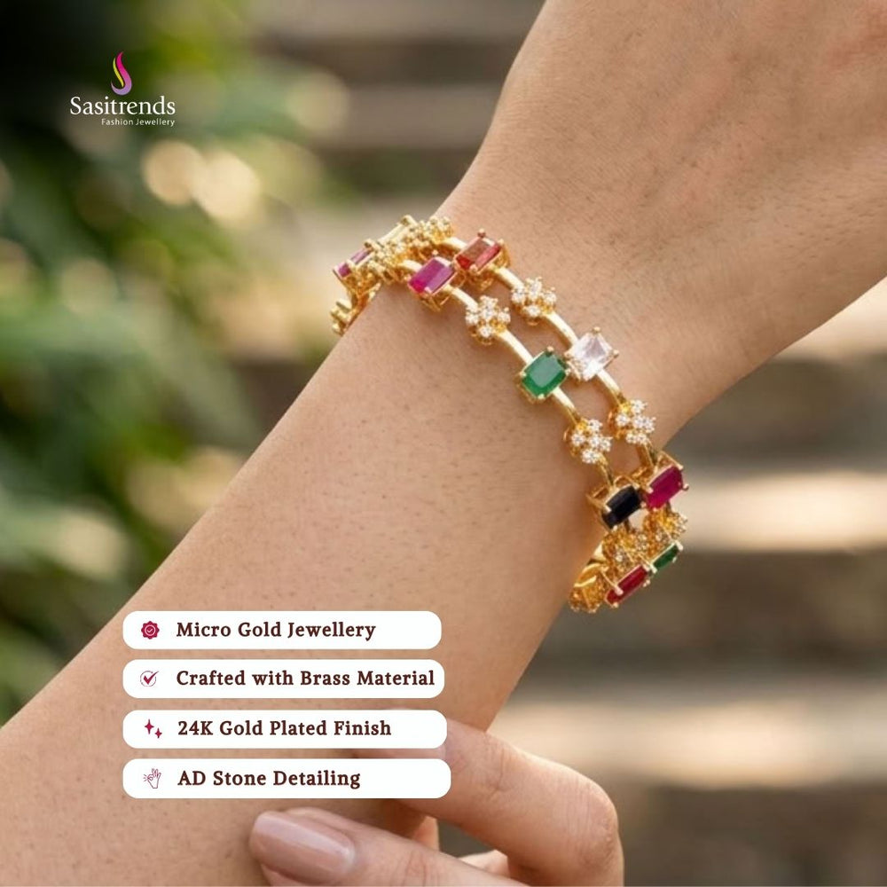 Guaranteed 24k micro gold plated american diamond bangles - Sasitrends