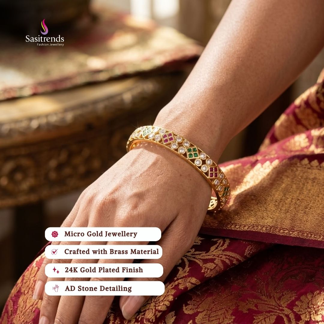 Guaranteed 24k micro gold plated american diamond bangles - Sasitrends