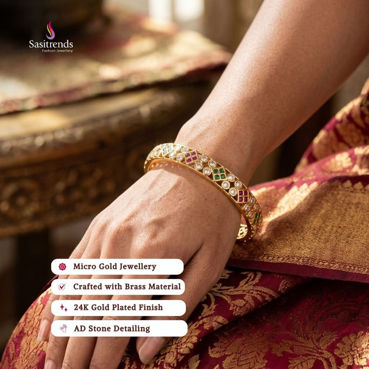 Guaranteed 24k micro gold plated american diamond bangles - Sasitrends