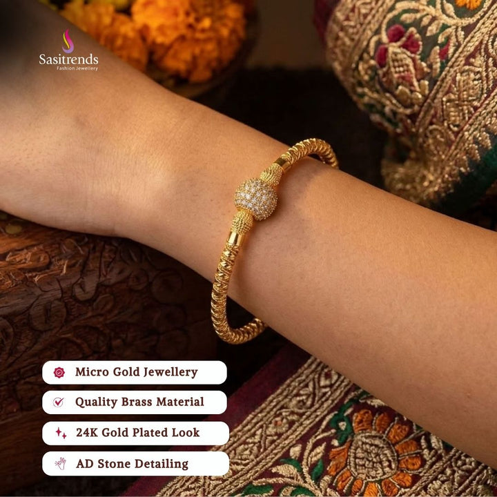 micro gold plated AD stone bangles review image - Sasitrends