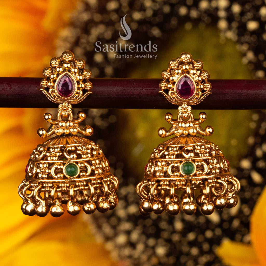 Jhumka Earring Ruby Jhumka Gold Price Buy Emerald And Ruby Floral