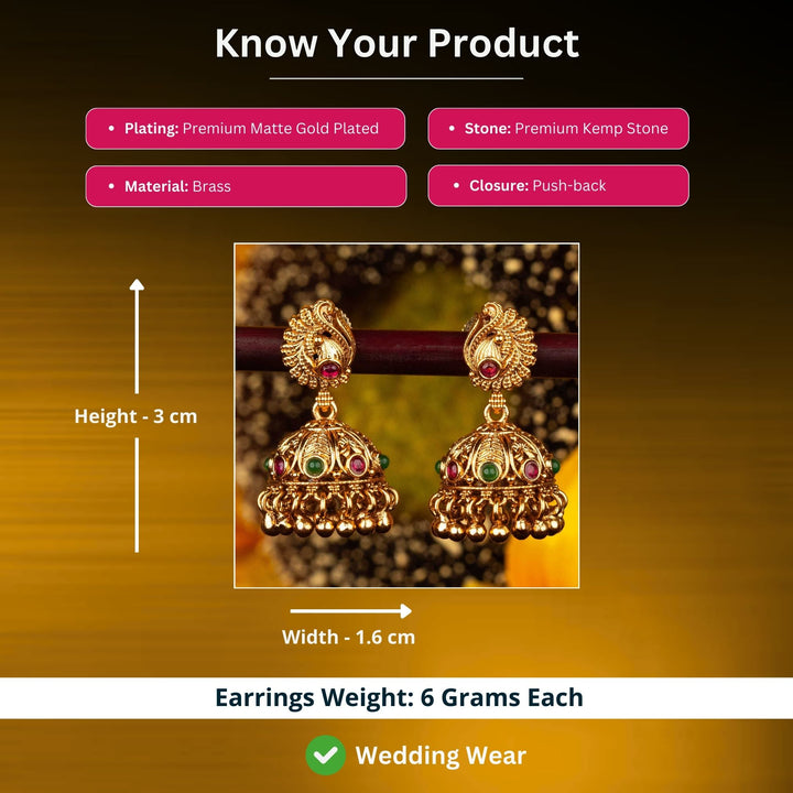 Matte Gold Plated Earrings Measurement Image - Sasitrends





