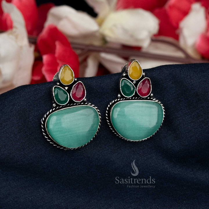 Handcrafted oxidised earrings with colourful accents - Sasitrends