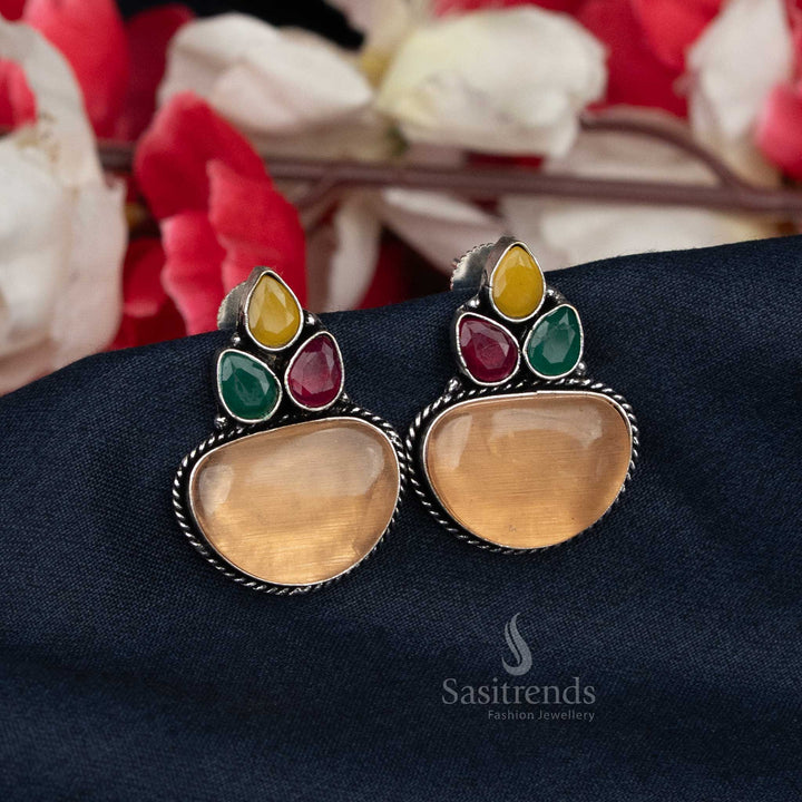 Handcrafted oxidised earrings with colourful accents - Sasitrends