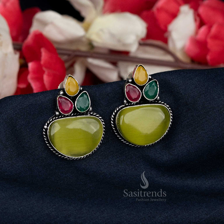 Handcrafted oxidised earrings with colourful accents - Sasitrends