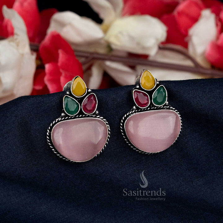 Handcrafted oxidised earrings with colourful accents - Sasitrends
