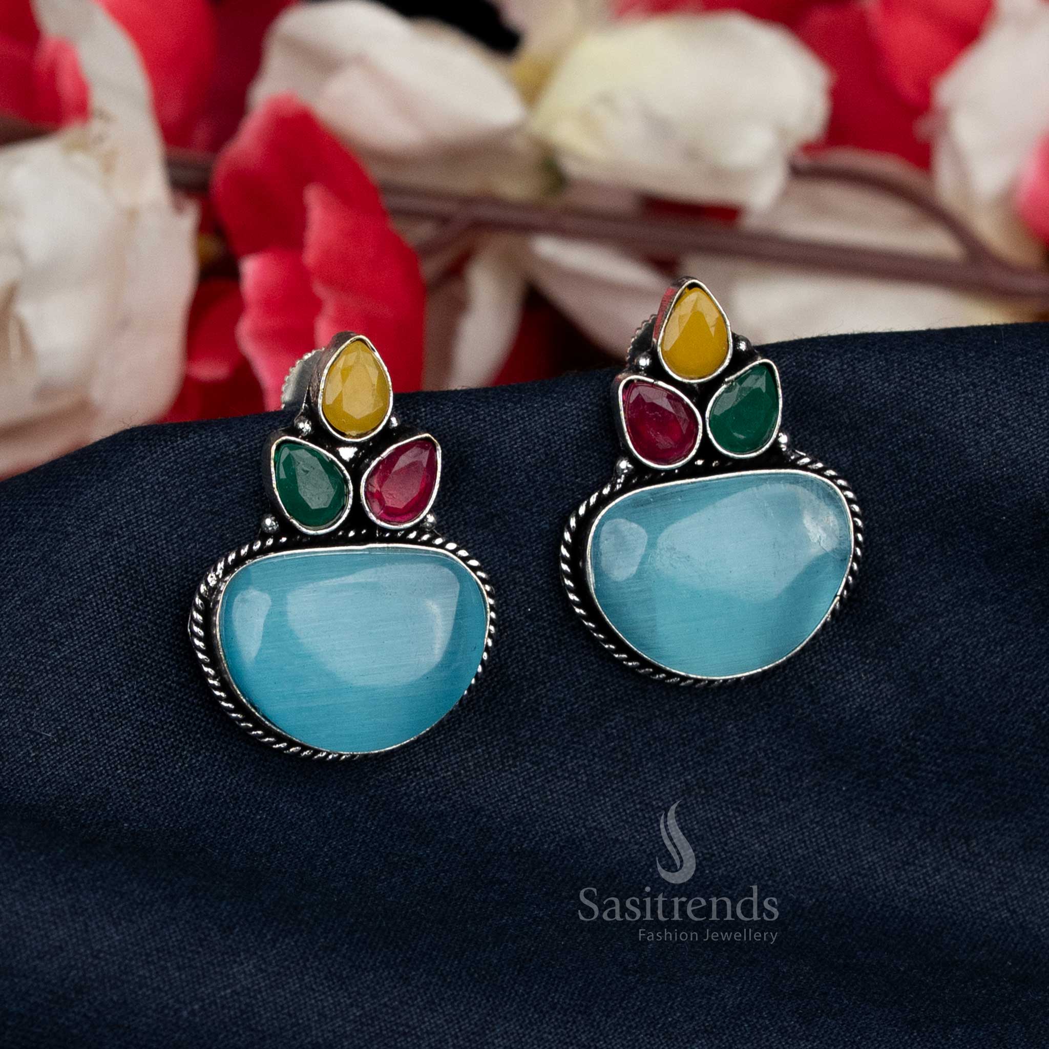 Handcrafted oxidised earrings with colourful accents - Sasitrends