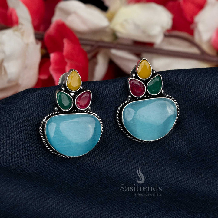 Handcrafted oxidised earrings with colourful accents - Sasitrends