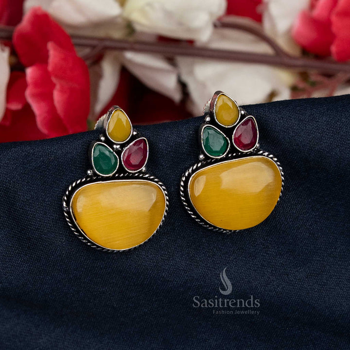 Handcrafted oxidised earrings with colourful accents - Sasitrends