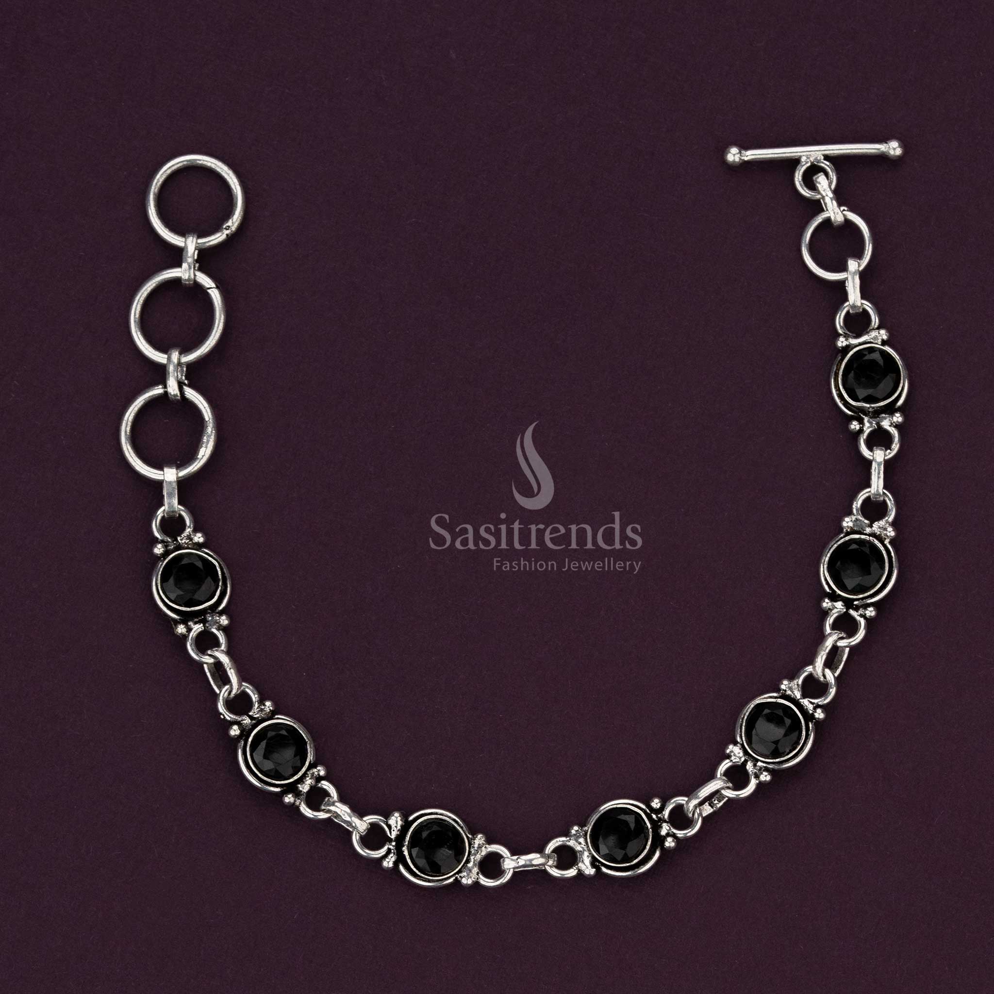 Oxidised Stone Bracelets with Toggle Closure - Sasitrends