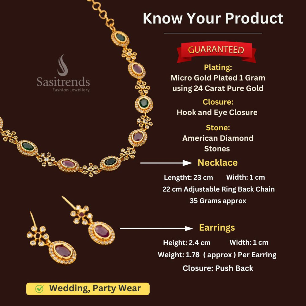 Micro Gold plated Necklace Jewellery Set Measurement Image - Sasitrends







