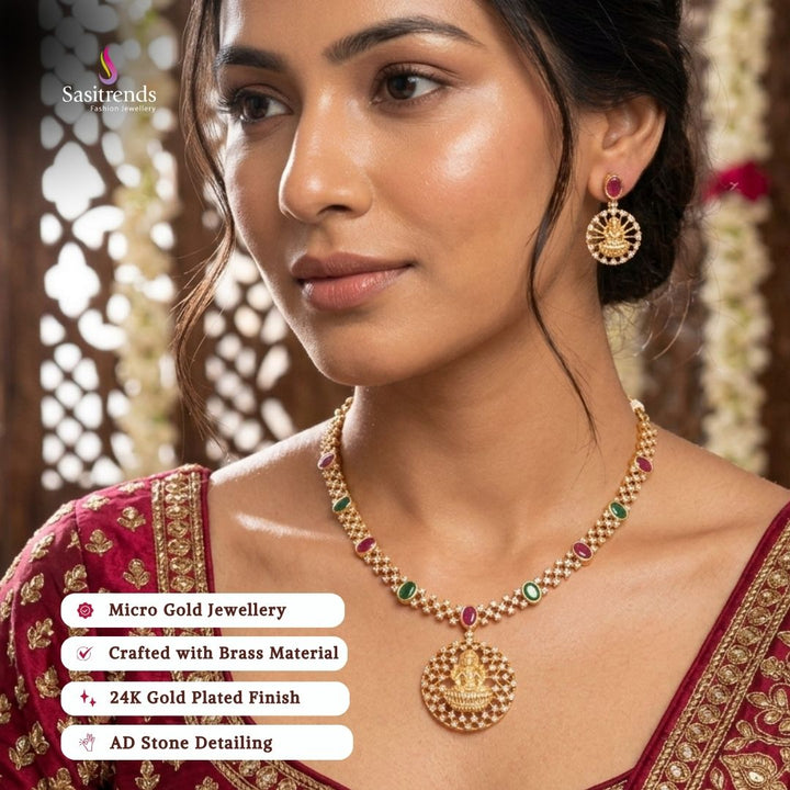 Party wear guaranteed 24k micro gold plated american diamond necklace set - Sasitrends