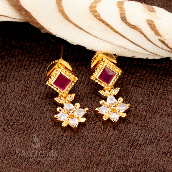 Multi-Color AD Necklace Set with Floral and Square Motifs - Sasitrends