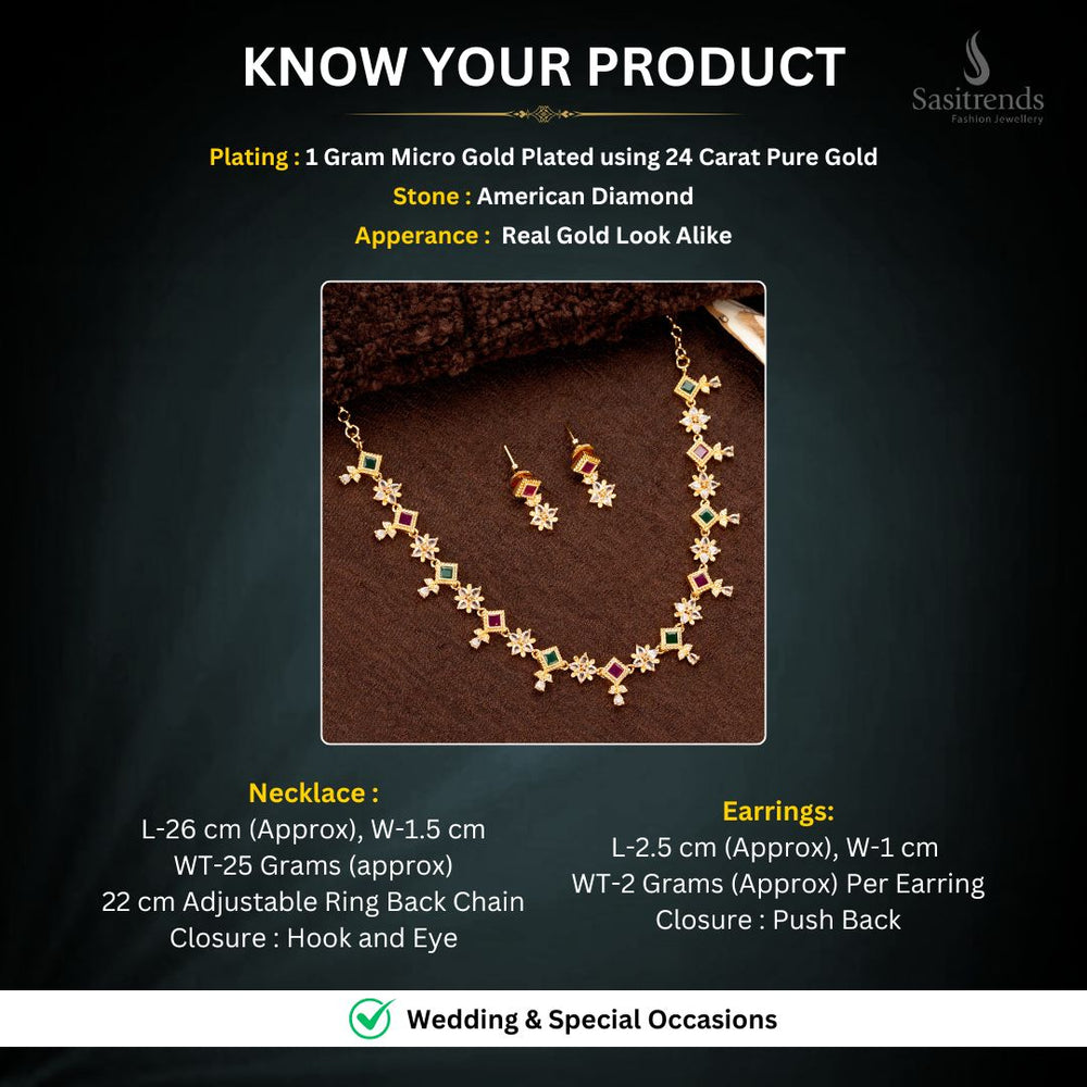 Micro Gold plated Necklace Jewellery Set Measurement Image - Sasitrends