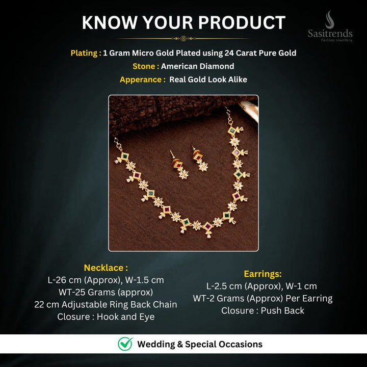 Micro Gold plated Necklace Jewellery Set Measurement Image - Sasitrends