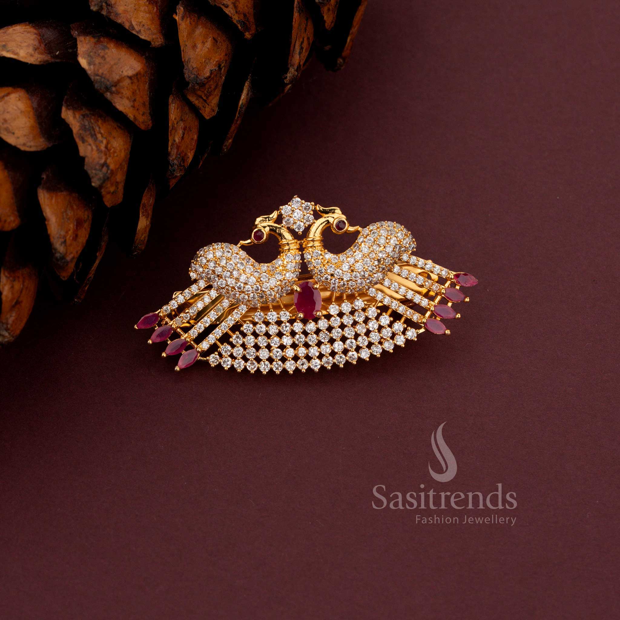 Vibrant Multi-Colored Peacock Hair Clip with Intricate Craftsmanship - Sasitrends