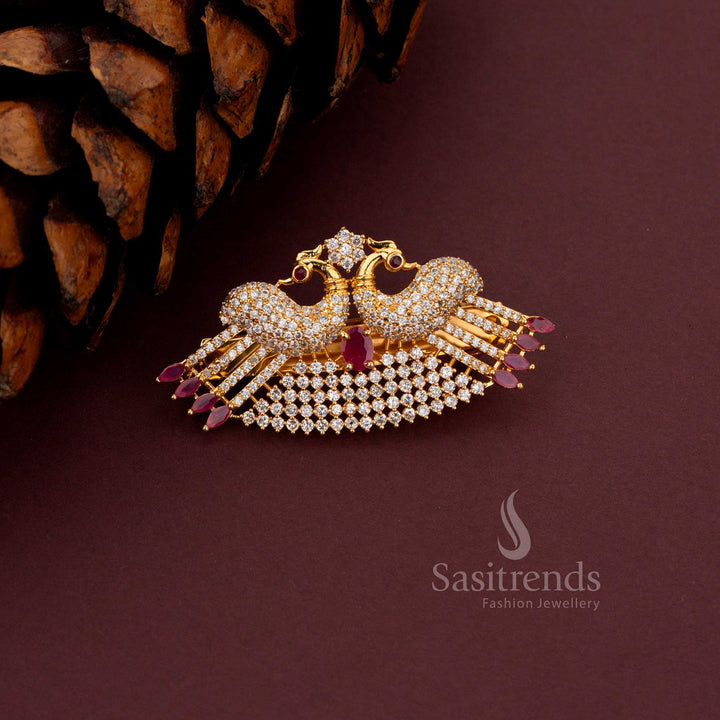 Vibrant Multi-Colored Peacock Hair Clip with Intricate Craftsmanship - Sasitrends