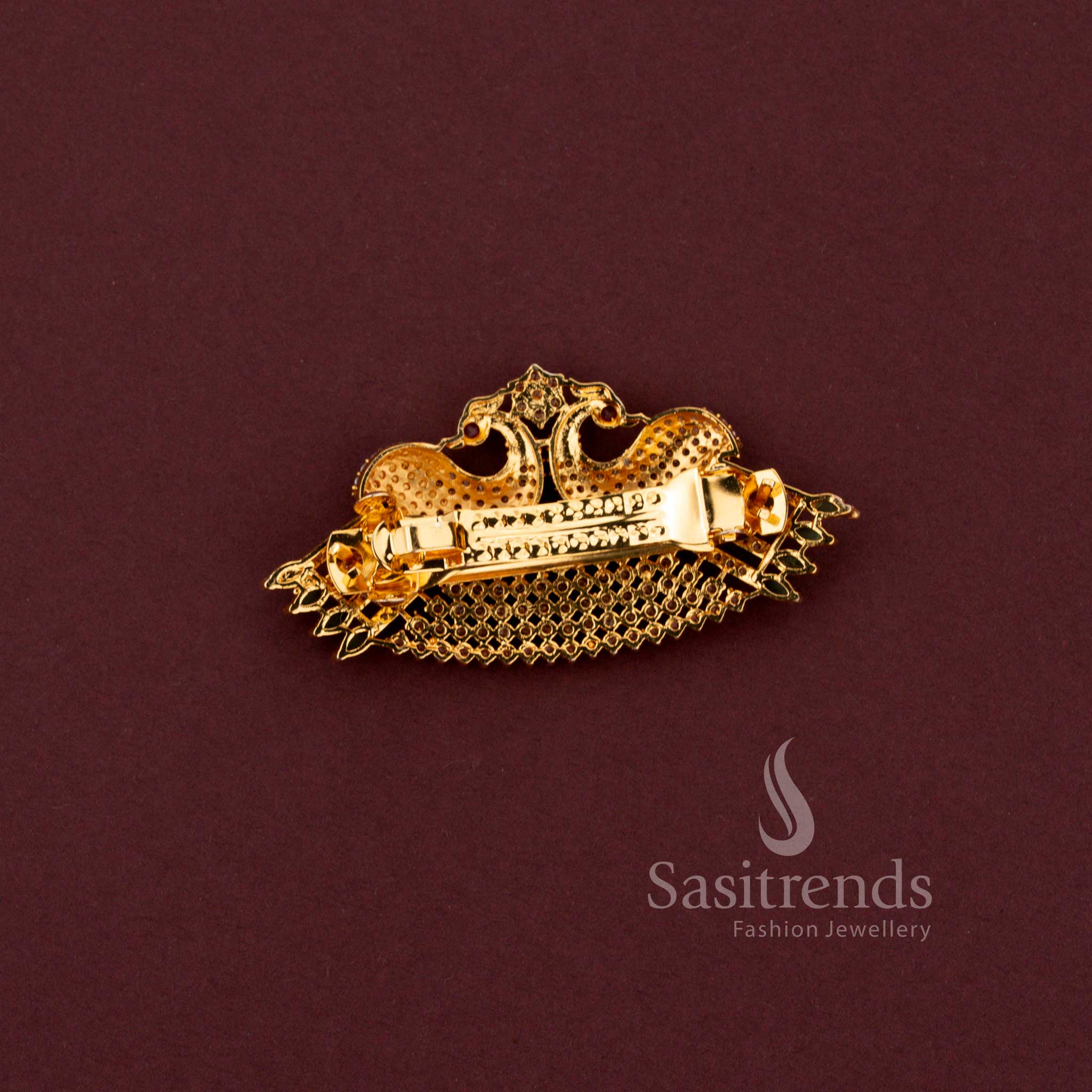 Vibrant Multi-Colored Peacock Hair Clip with Intricate Craftsmanship - Sasitrends
