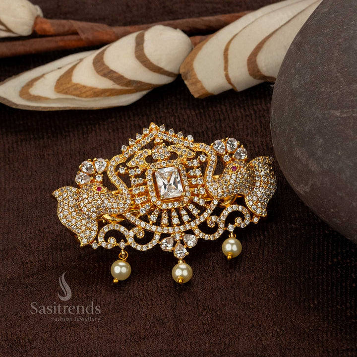 Elegant American Diamond Elephant Design Hair Clip with Multi Colors- Sasitrends