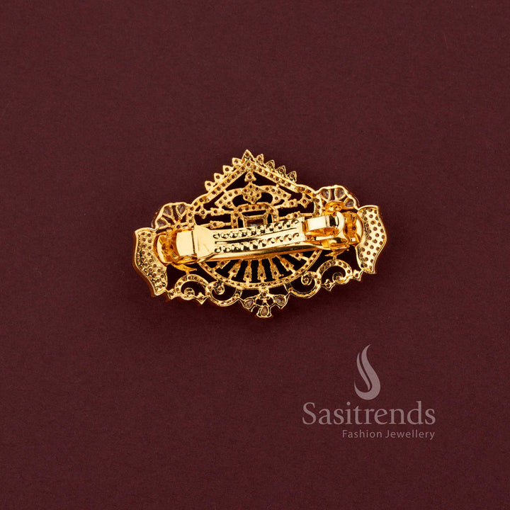 Elegant American Diamond Elephant Design Hair Clip featuring colourful stone embellishments for festive  - Sasitrends