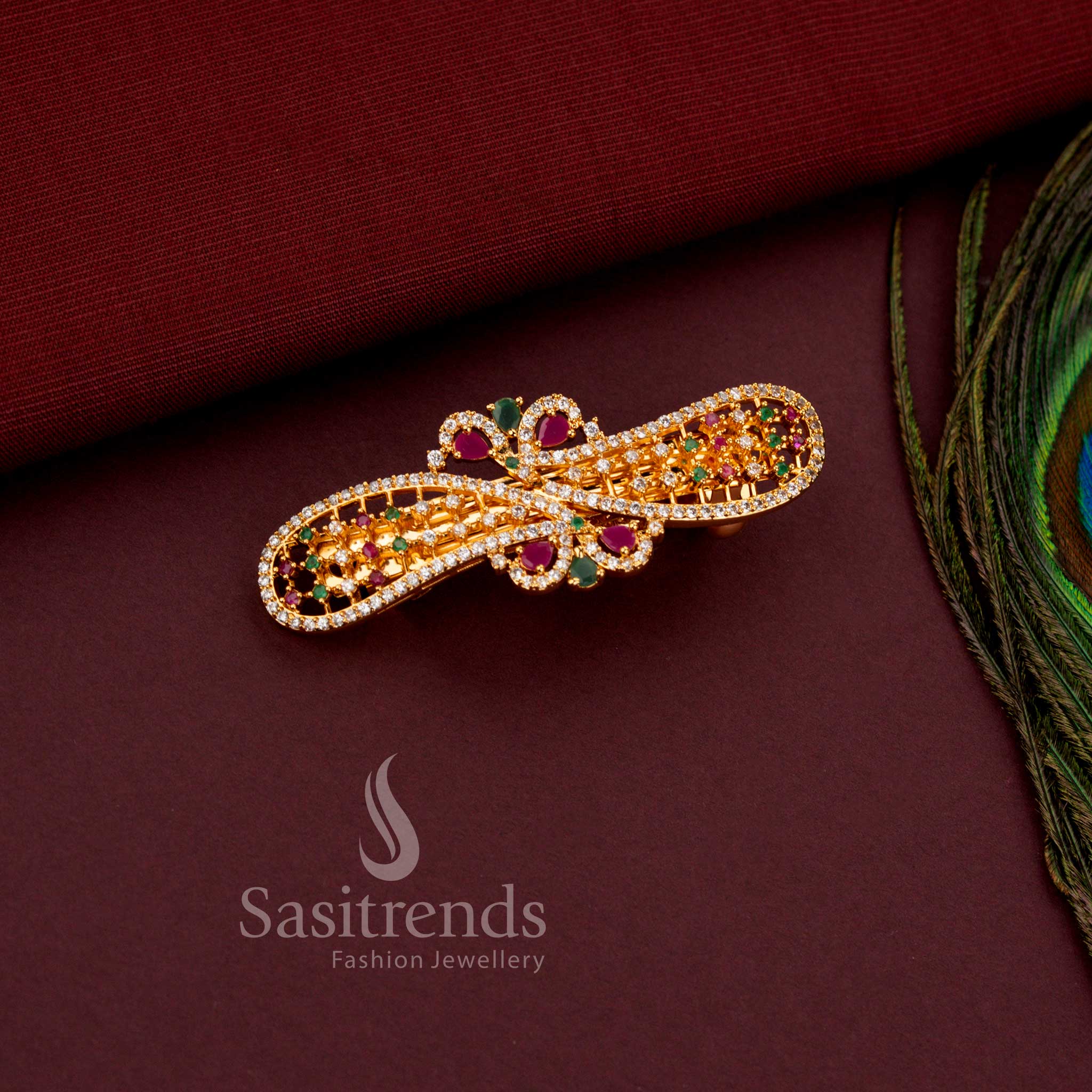 Elegant American Diamond bridal hair clip for festive wear - Sasitrends