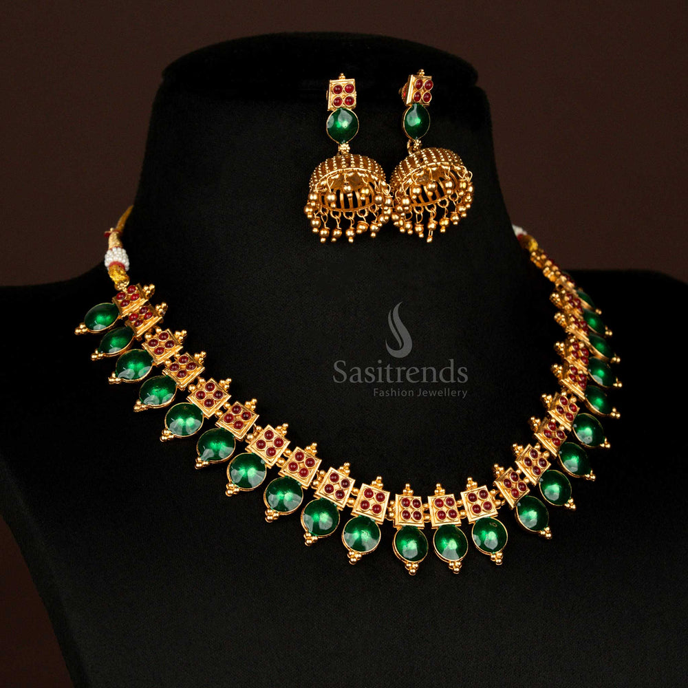 Budget Friendly Classic Matte Gold Necklace Set with Earrings – Sasitrends