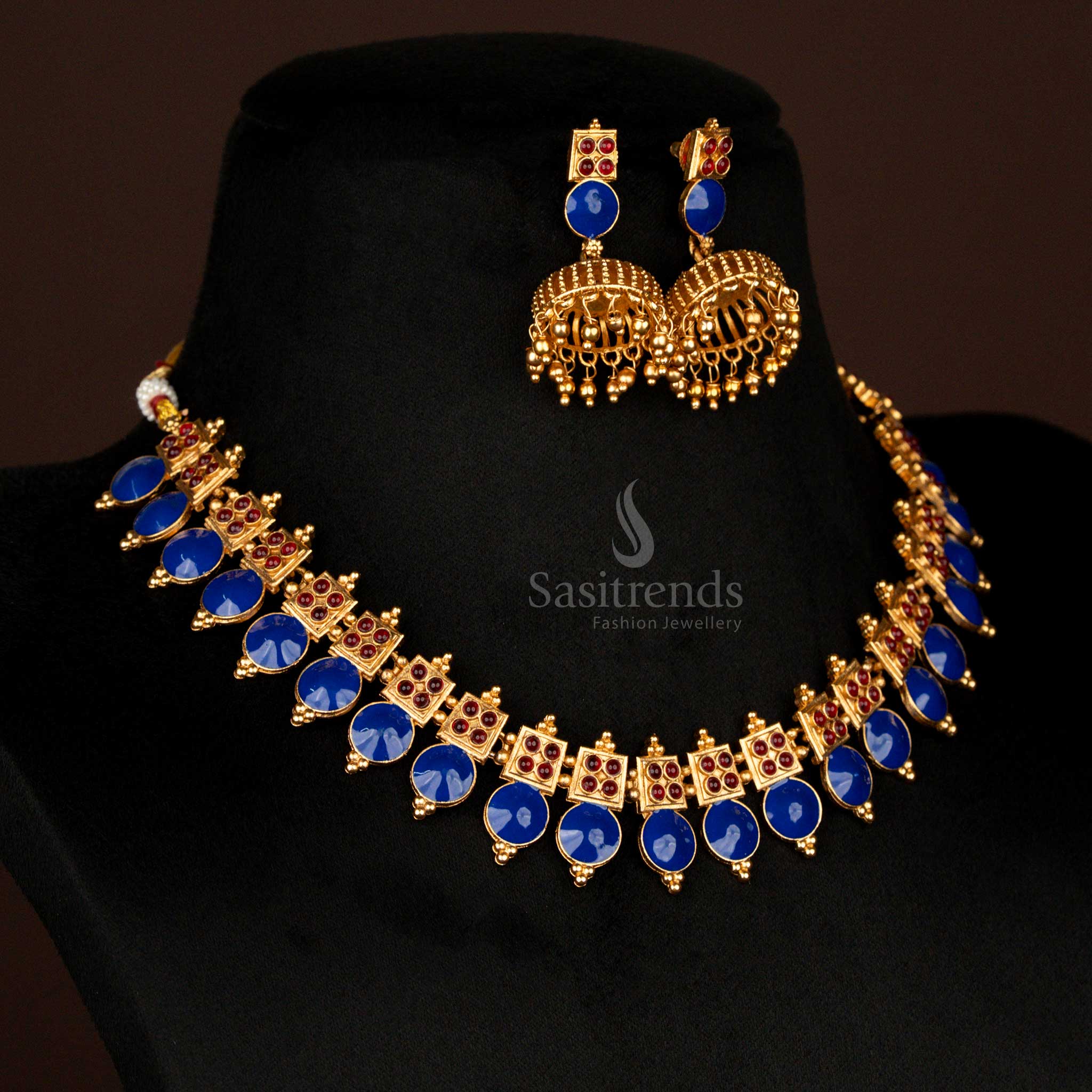 Traditional Temple Jewellery Set with Glass Work – Wedding Wear by Sasitrends