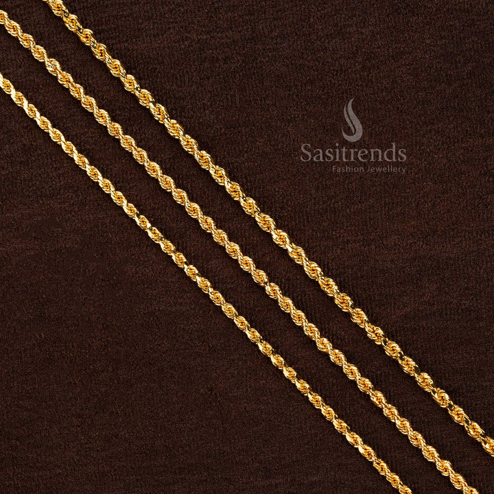Exquisite Guaranteed One Gram Micro Gold-Plated Twisted Rope Chain With Thin,Thick,Medium Pattern - Sasitrends