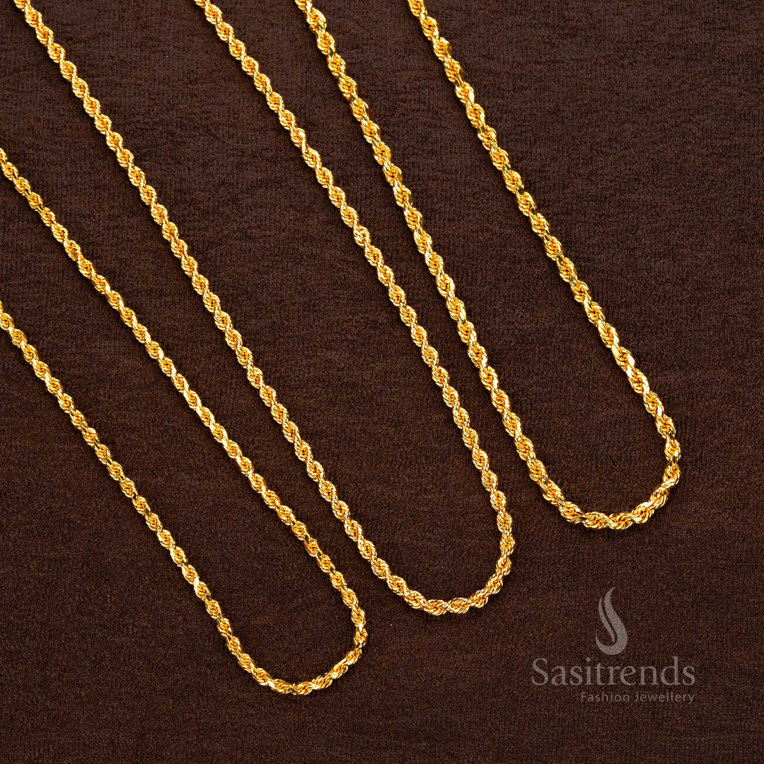 Exquisite Guaranteed One Gram Micro Gold-Plated Twisted Rope Chain With  Thin,Thick,Medium Pattern Sasitrends