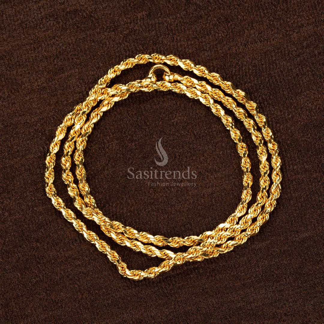 1-Gram Micro Gold-Plated Twisted Rope Chain Sasitrends