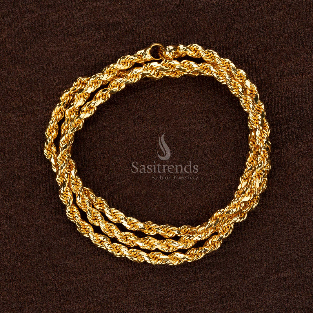 1-Gram Micro Gold-Plated Twisted Rope Chain Sasitrends