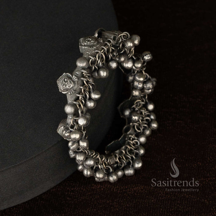 Antique  oxidised kada with bold circular beads patterns - Sasitrends