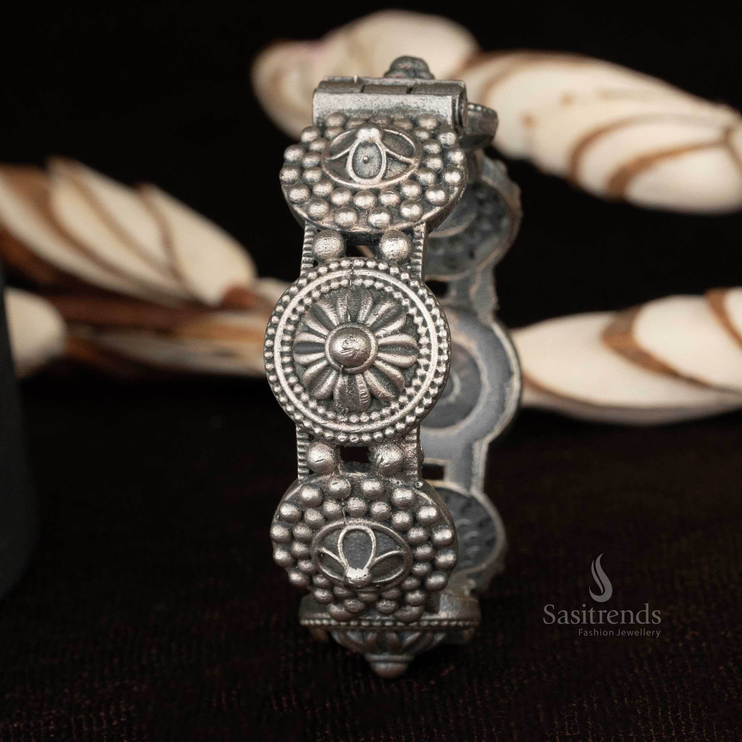 アクセサリー vintage silver Bangles Bangles Set Handkada Silver Plated Hand Kada Bracelet Antique