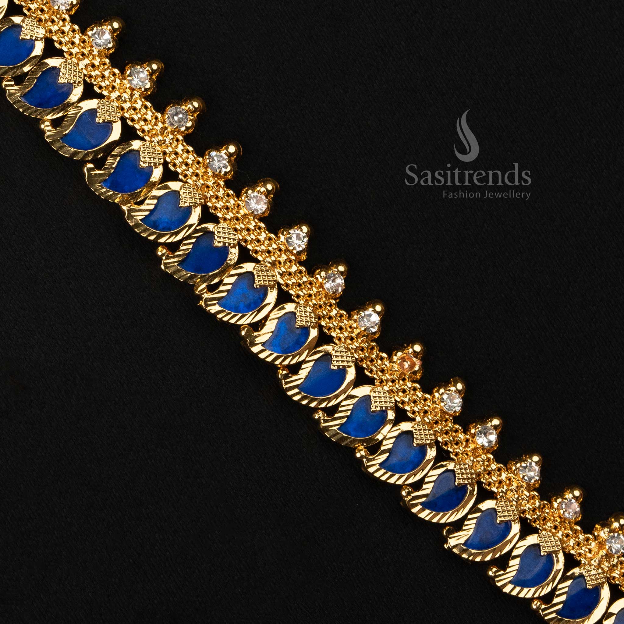 Trendy Kerala Traditional Micro Gold-Plated Mango Palakka Necklace with Pink Stones - Latest Kerala Necklace - Sasitrends