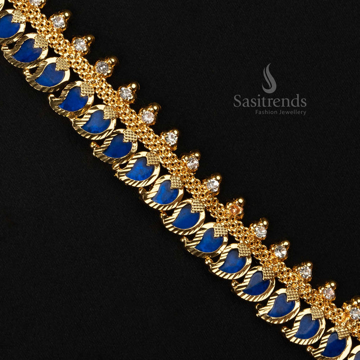 Trendy Kerala Traditional Micro Gold-Plated Mango Palakka Necklace with Pink Stones - Latest Kerala Necklace - Sasitrends