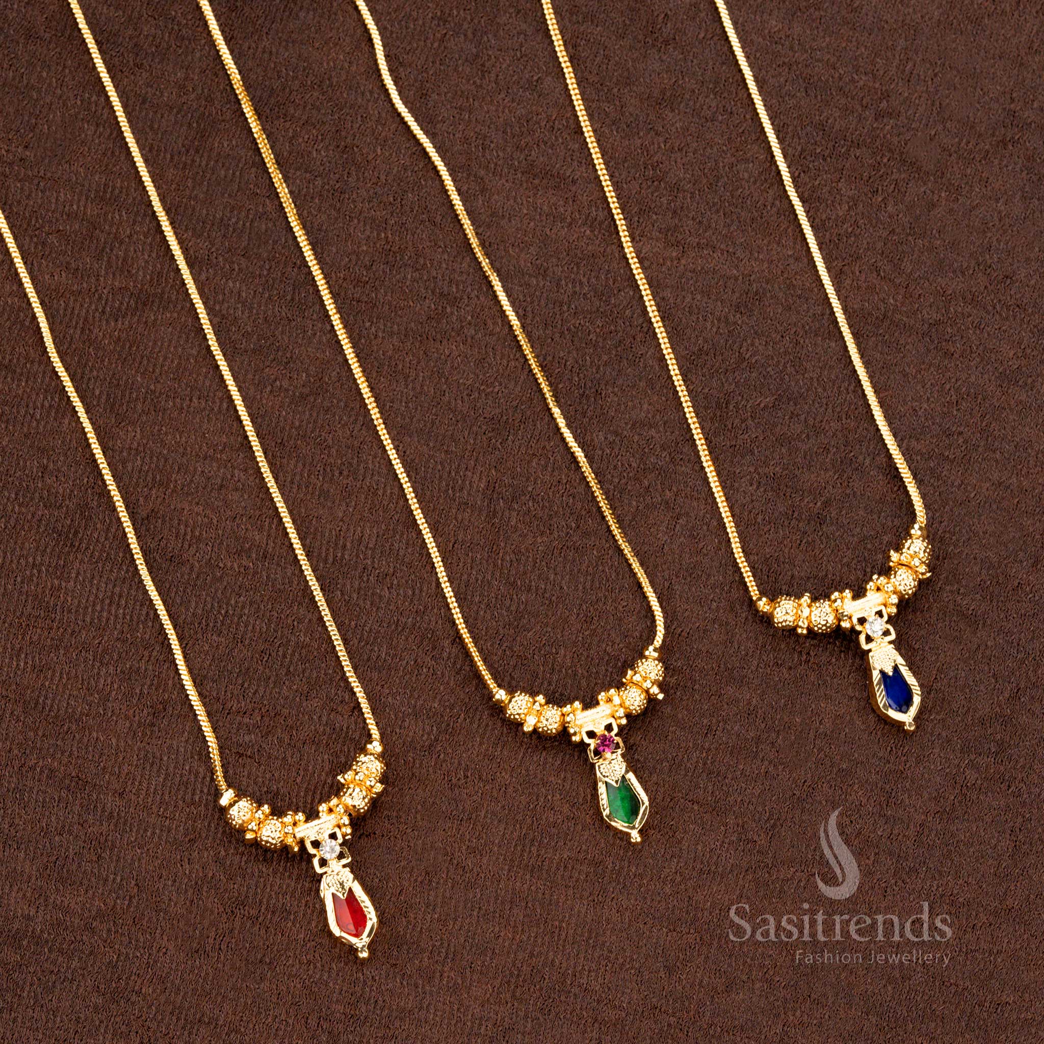 Elegant charm one gram micro gold plated  Palakka necklace, beautifully crafted with decorative ball elements and a classic Chaka Palakka Nagapadam pendant - Sasitrends