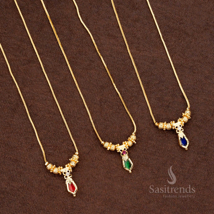 Elegant charm one gram micro gold plated  Palakka necklace, beautifully crafted with decorative ball elements and a classic Chaka Palakka Nagapadam pendant - Sasitrends