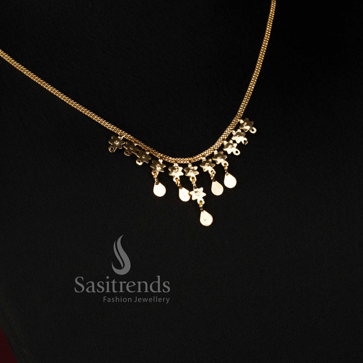 A celestial aura-inspired micro gold plated trendy necklace, beautifully crafted with a modern pendant and floating hanging accents - Sasitrends
