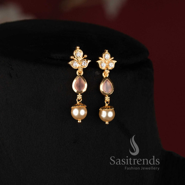 Micro Gold Plated Pearl Medallion Necklace Set for Wedding and Festive Wear - Sasitrends